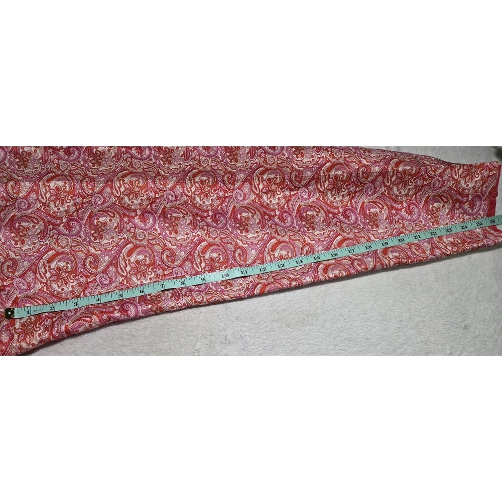 Evan Picone Womens 14 100% Silk Paisley Pants Pink Coral Lined Ankle Trouser - Picture 7 of 8
